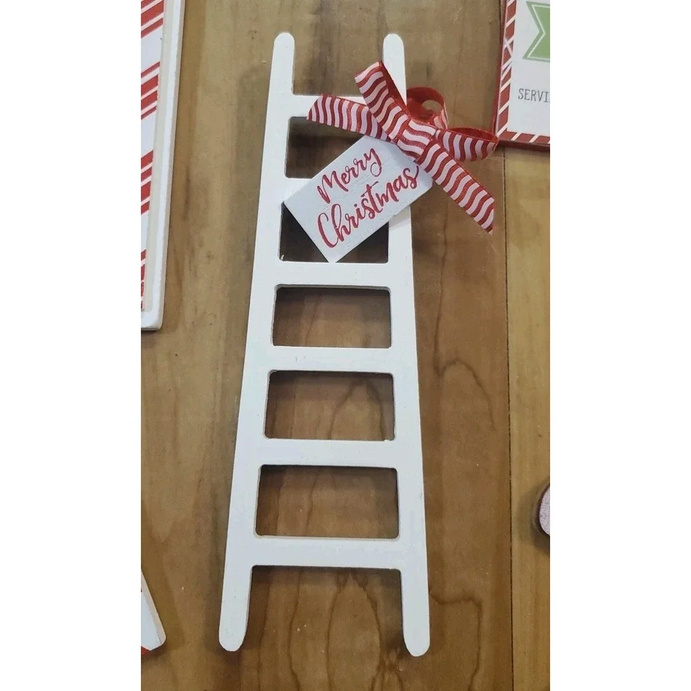 Candy Cane Cafe Wood Signs And Ornaments Lot Christmas Holiday Decor